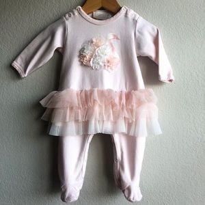 Biscotti Baby Girls Footie Romper Coverall Light Pink Swan NWT